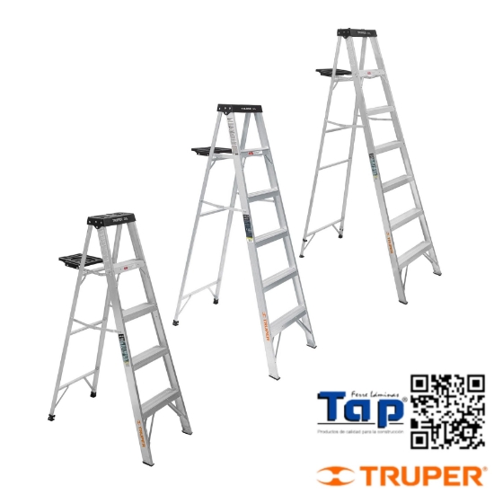 Imagen de ESCALERA TIJERA T III 4 ESCALONES Y BANDEJA TRUPER