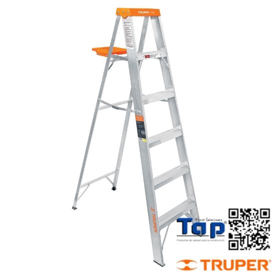 Imagen de ESCALERA TIJERA T LL 8 PELDAÑOS Y BANDEJA TRUPER