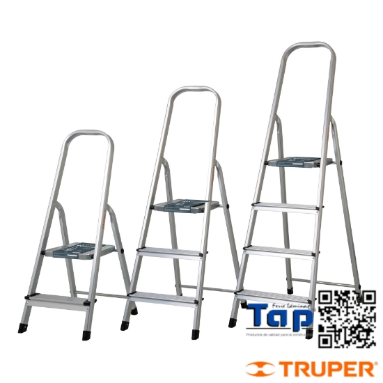 Imagen de ESCALERA TUBULAR PLEGABLE 3 PELDAÑOS ALU TRUPER