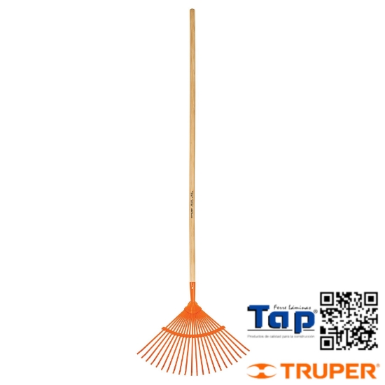 Imagen de ESCOBA MET P JARDIN CABEZA CURVA 22 DIENTES TRUPER