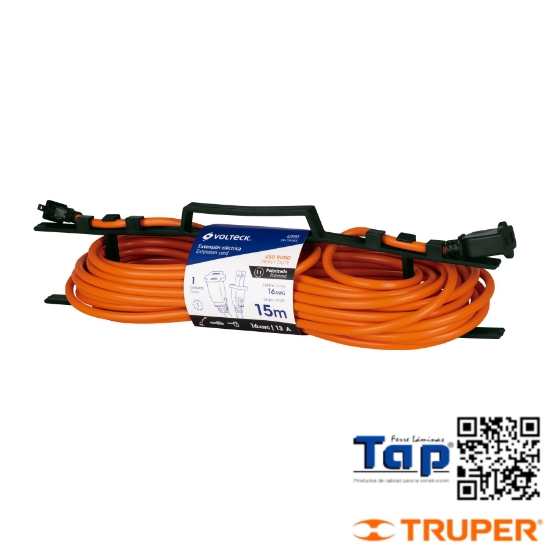 Imagen de EXT ELECTRICA USO RUDO 15 M 2X16 AWG P 1 CLAVIJA