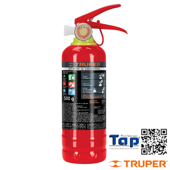 Imagen de EXTINTOR PORTATIL RECARGABLE 0.5 KG POLVO T ABC TRUPER