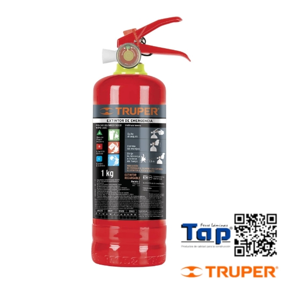 Imagen de EXTINTOR PORTATIL RECARGABLE 1 KG POLVO T ABC TRUPER