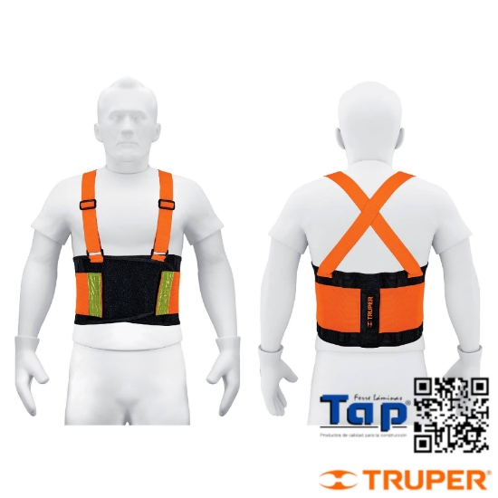 Imagen de FAJA LUMBAR NARANJA C CINTAS ALTA VISIBILIDAD M TRUPER