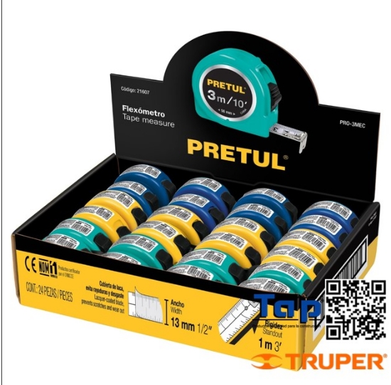 Imagen de FLEXOMETRO 3 M CINTA 13 MM DISPLAY BOX C 24 PZAS PRETUL