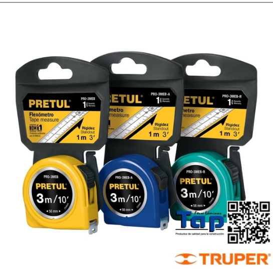 Imagen de FLEXOMETRO AMARILLO 3 M CINTA 13 MM EN TARJETA PRETUL