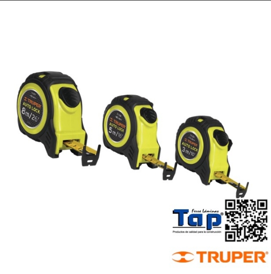 Imagen de FLEXOMETRO AUTO-LOCK CONTRA IMPACTOS 5 M CINTA 19 MM TRUPER