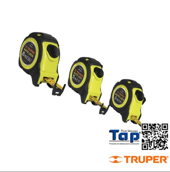 Imagen de FLEXOMETRO AUTO-LOCK CONTRA IMPACTOS 8 M CINTA 25 MM TRUPER