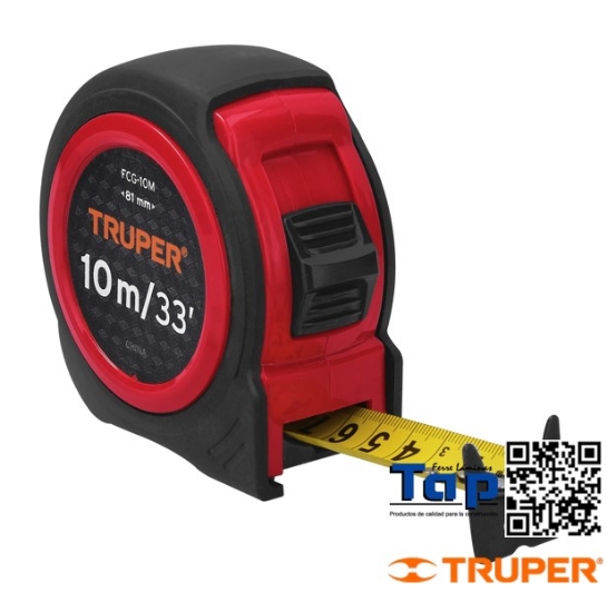 Imagen de FLEXOMETRO COMPACTO 10 M C GRIP CINTA 25 MM TRUPER