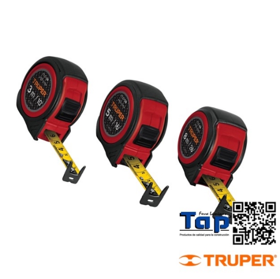 Imagen de FLEXOMETRO COMPACTO CONTRA IMPACTOS 5 M CINTA 19 MM TRUPER