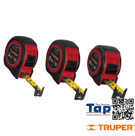 Imagen de FLEXOMETRO COMPACTO CONTRA IMPACTOS 8 M CINTA 25 MM TRUPER
