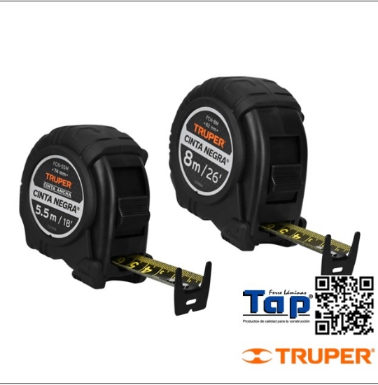 Imagen de FLEXOMETRO CONTRA IMPACTOS CINTA NEGRA X-ANCHA 27 MM 5.5 M