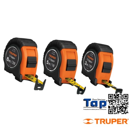 Imagen de FLEXOMETRO GRIPPER CONTRA IMPACTOS  3 M CINTA 13 MM TRUPER