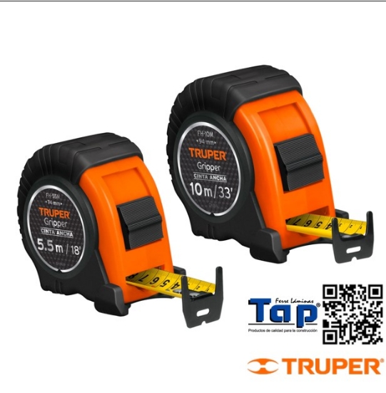 Imagen de FLEXOMETRO GRIPPER CONTRA IMPACTOS  5.5 M CINTA 25 MM TRUPER