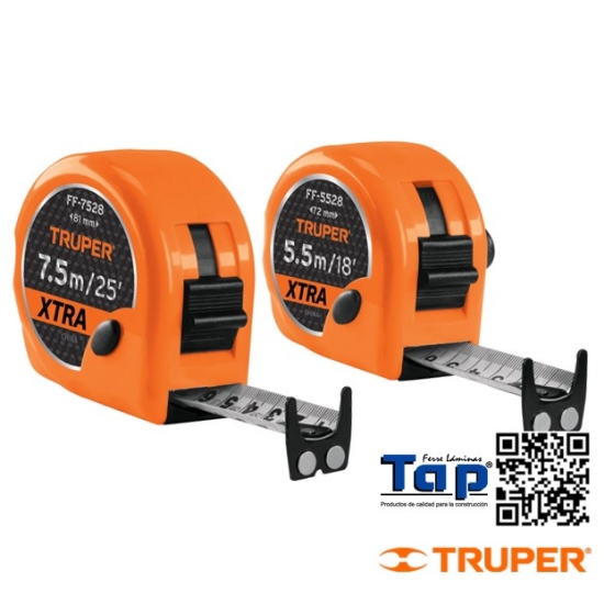 Imagen de FLEXOMETRO XTRA 7.5 M CINTA EXTRA ANCHA 28 MM TRUPER