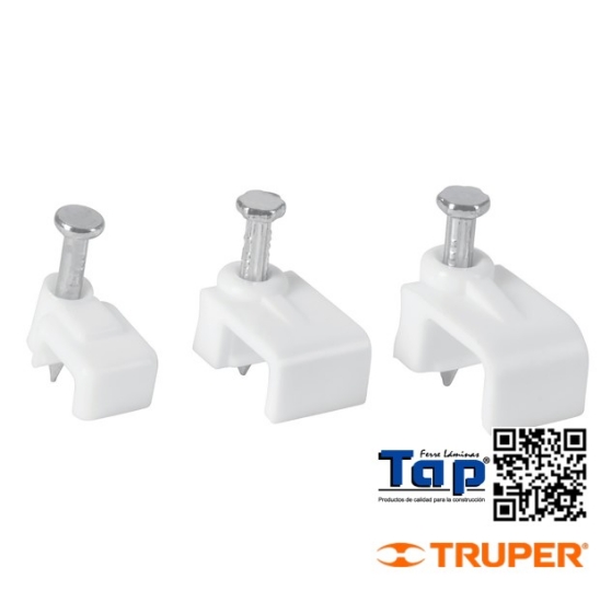 Imagen de GRAPAS BLANCAS  5X8.5 MM P CABLE PLANO BOL 500