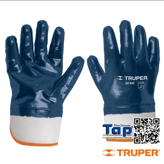 Imagen de GUANTES ALGODON RECUBIERTOS NITRILO PUÑO SEGURIDAD
