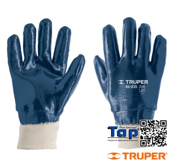 Imagen de GUANTES ALGODON RECUBIERTOS NITRILO PUÑO TEJIDO,TRUPER