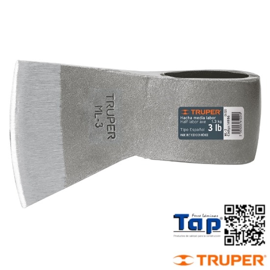 Imagen de HACHA MEDIA LABOR 3 LB SIN MANGO TRUPER