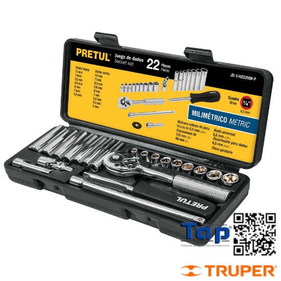 Imagen de HERRAMIENTAS 006 1/4" MM P MEC PRETUL JGO 22