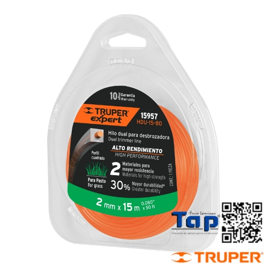 Imagen de DESBROZADORA HILO 2 MMX15 M TRUPER EXPERT ROLLO