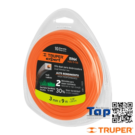 Imagen de DESBROZADORA HILO 3 MMX9 M TRUPER EXPERT ROLLO