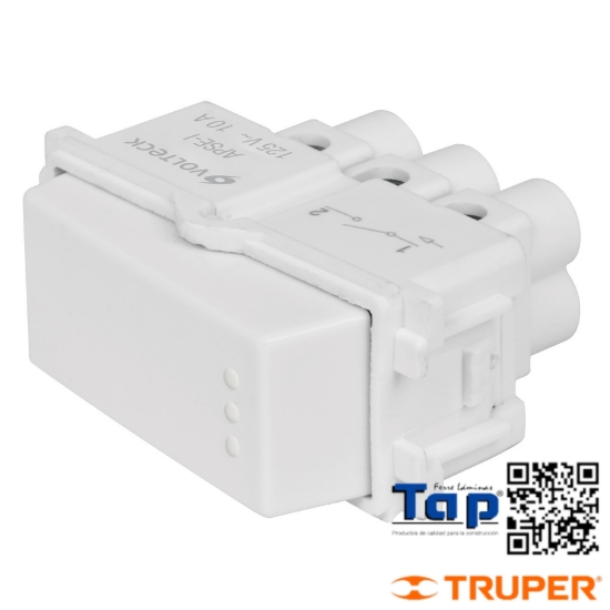 Imagen de INTERRUPTOR SENCILLO LINEA ITALIANA COLOR BLANCO VOLTECK