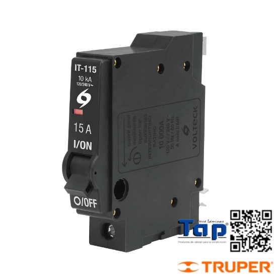 Imagen de INTERRUPTOR TERMOMAGNETICO 1 POLO 15 A VOLTECK