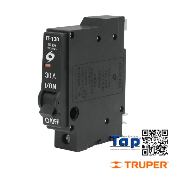 Imagen de INTERRUPTOR TERMOMAGNETICO 1 POLO 30 A VOLTECK