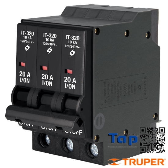 Imagen de INTERRUPTOR TERMOMAGNETICO 3 POLOS 20 A VOLTECK