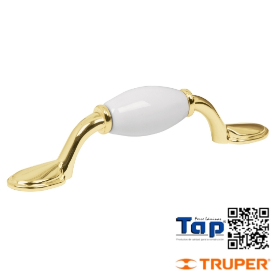 Imagen de JALADERA  76 MM LATON BRILLANTE C INSERTO CERAMICO