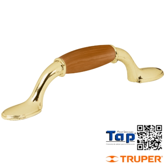 Imagen de JALADERA  76 MM LATON BRILLANTE C INSERTO T MAD