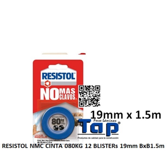 Imagen de RESISTOL NMC CINTA 080KG  12 BLISTERs 19mm Bx B1.5m