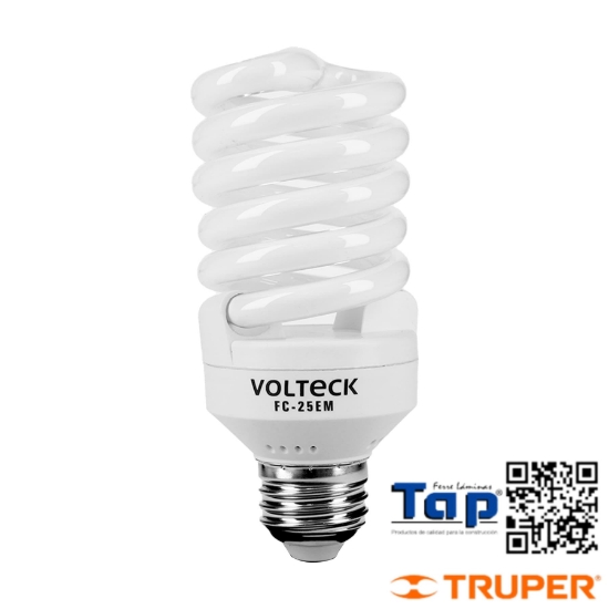Imagen de LAMP ESPIRAL MINI T2 25 W LUZ CALIDA EN BLISTER VOLTECK