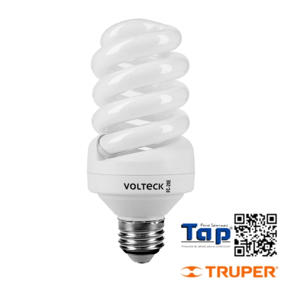 Imagen de LAMP ESPIRAL T4 20 W LUZ CALIDA EN BLISTER VOLTECK