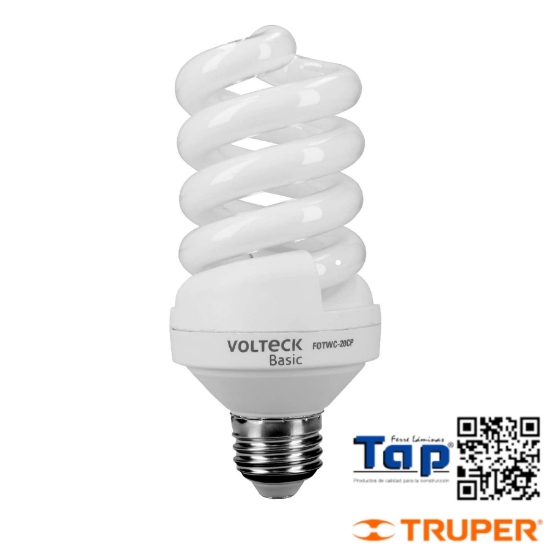 Imagen de LAMP ESPIRAL T4 20 W LUZ CALIDA EN CAJA VOLTECK