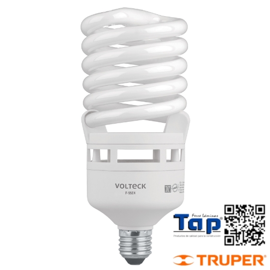 Imagen de LAMP ESPIRAL T4 55 W ALTA POTENCIA LUZ DIA CAJA