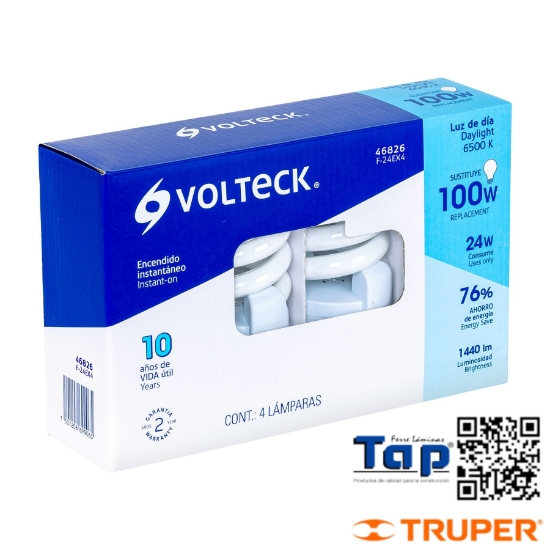Imagen de LAMP ESPIRAL T4 24 W LUZ DIA CAJA VOLTECK PACK 4