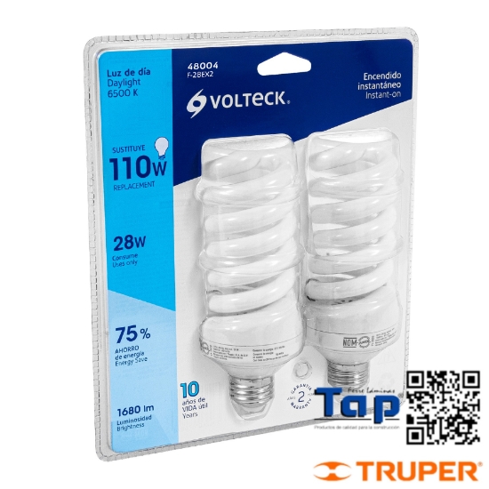 Imagen de LAMP ESPIRAL T4 28 W LUZ DIA BLISTER VOLTECK PACK 2