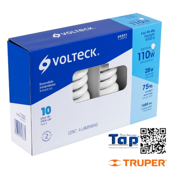 Imagen de LAMP ESPIRAL T4 28 W LUZ DIA CAJA VOLTECK PACK 4