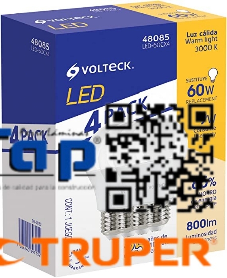 Imagen de LAMP LED A19  9 W LUZ CALIDA VOLTECK PACK 4