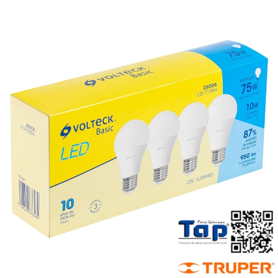 Imagen de LAMP LED A19 10 W LUZ DIA CAJA VOLTECK PACK 4