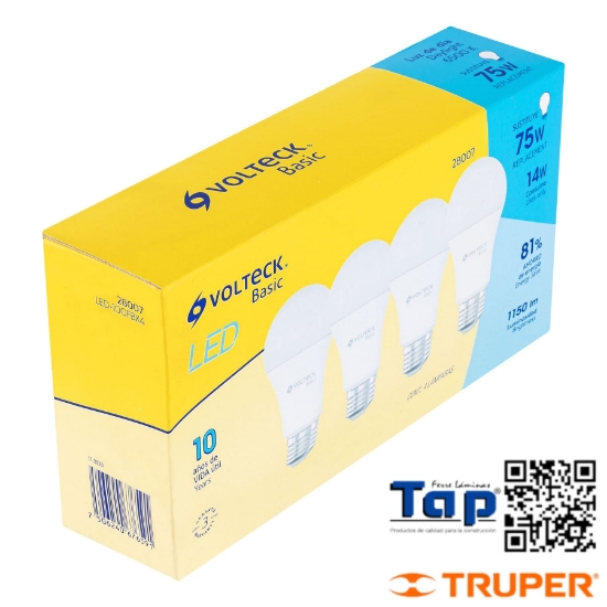 Imagen de LAMP LED A19 14 W LUZ DIA CAJA VOLTECK PACK 4 A