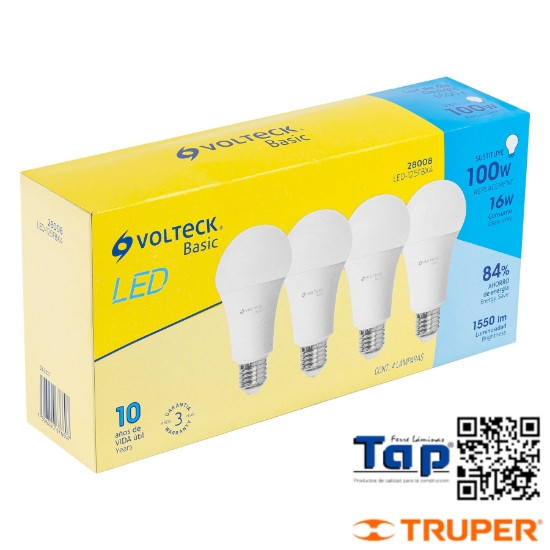 Imagen de LAMP LED A22 16 W LUZ DIA CAJA VOLTECK PACK 4