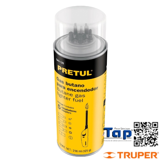 Imagen de LATA GAS BUTANO P ENCENDEDOR 125 ML PRETUL