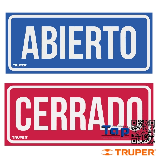 Imagen de LETRERO SEÑALIZACION "ABIERTO/CERRADO" 28X12 CM