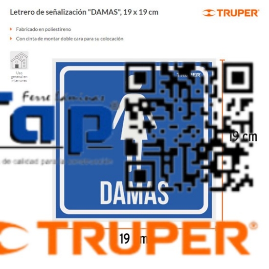 Imagen de LETRERO SEÑALIZACION "DAMAS" 19X19 CM TRUPER