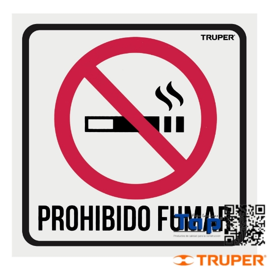 Imagen de LETRERO SEÑALIZACION "NO FUMAR" 19X19 CM TRUPER