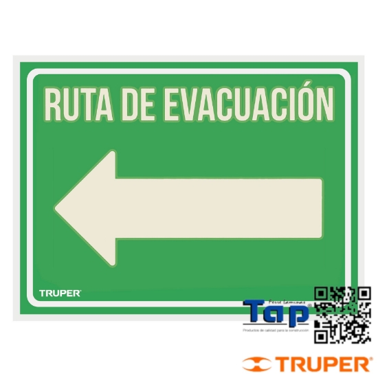Imagen de LETRERO SEÑALIZACION "RUTA EVACUACION IZQUIERDA",21X28 CM