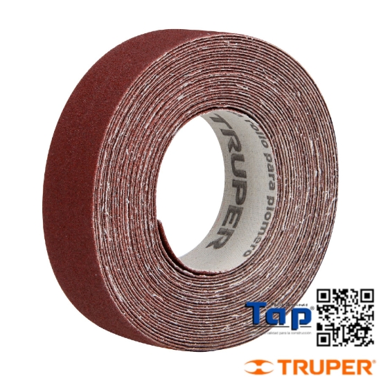 Imagen de LIJA P PLOMERO GRANO 120 ANCHO 025 1" TRUPER ROLLO 5M